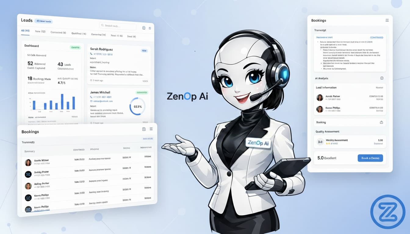ZenOp Client Portal — calls, leads, bookings, and analytics dashboard