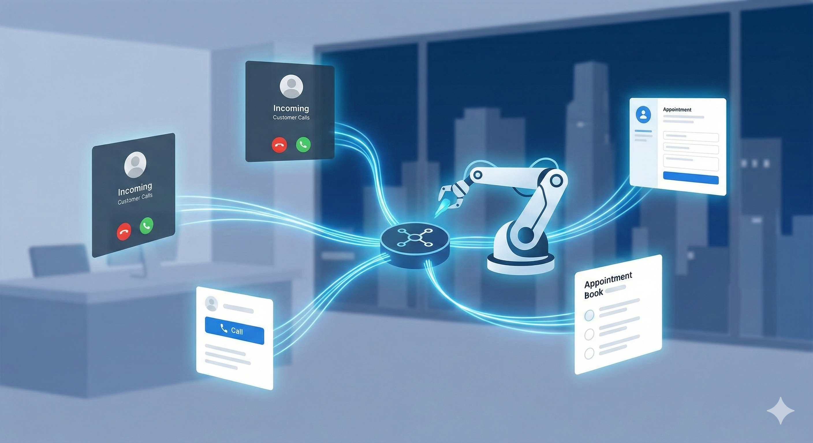 AI receptionist managing incoming calls, booking appointments, and sending follow-ups automatically after hours