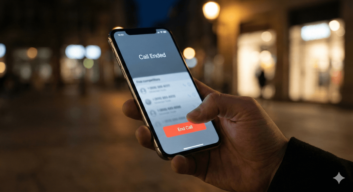 A caller ending a call at night after reaching voicemail - they will try a competitor next